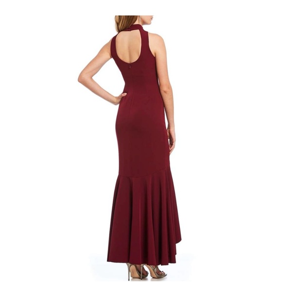 Vince Camuto Mock Neck Embellished Ruffle Hem Gown - Picture 3 of 11